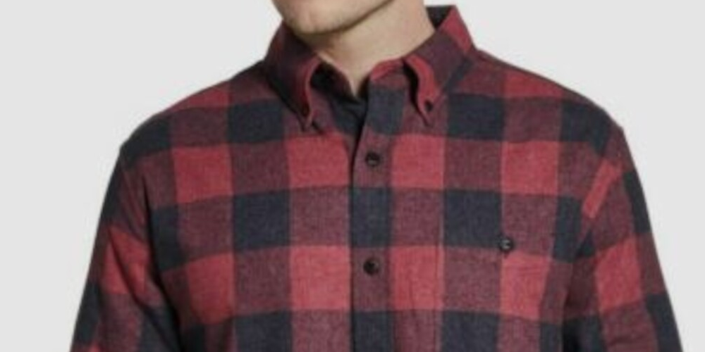 Camisa social masculina xadrez vintage à prova de intempéries com gola vermelha tamanho XXX-G