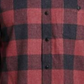 Camisa social masculina xadrez vintage à prova de intempéries com gola vermelha tamanho XXX-G