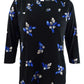 Blusa feminina Charter Club com estampa floral e jugo plissado, preta e azul, tamanho pequeno P