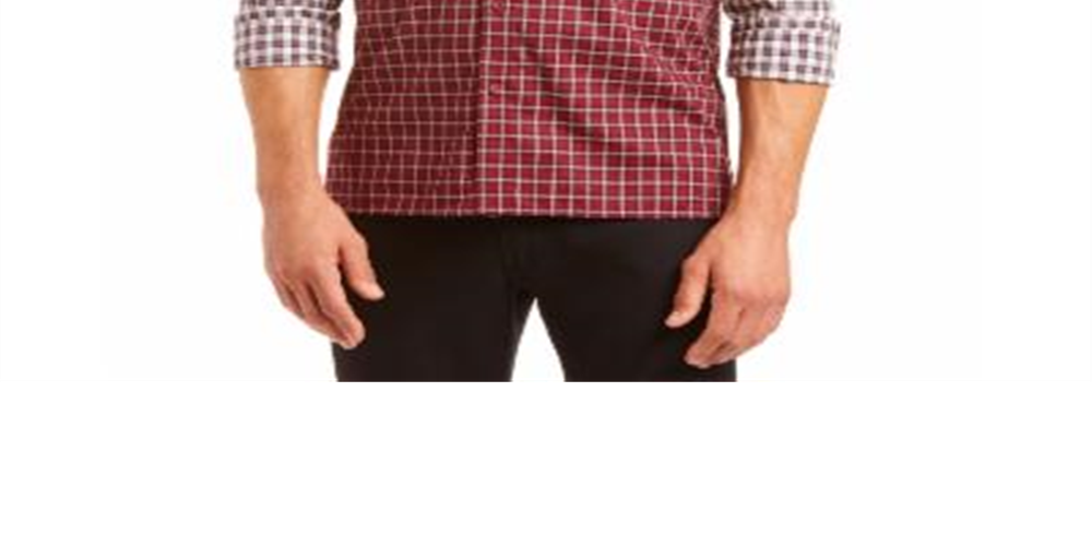 Camisa masculina Lacoste xadrez com botões, tamanho regular, vermelha, tamanho 42