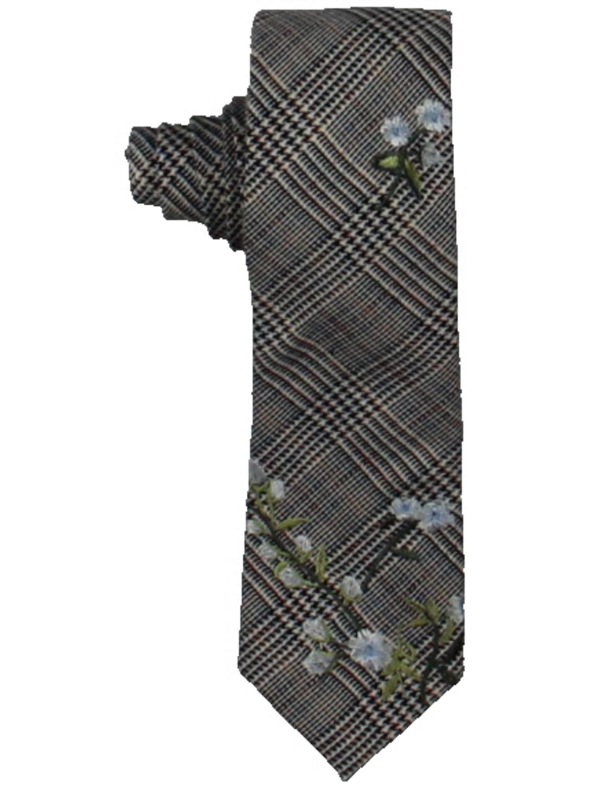 Gravata masculina com estampa floral pied-de-poule da INC International Concepts, cinza, tamanho regular