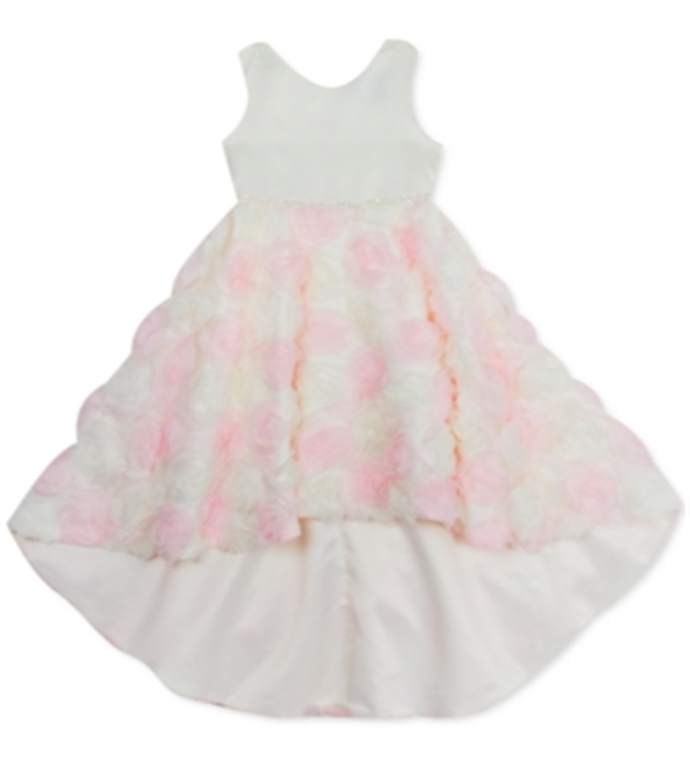 Vestido curto Soutache alto e baixo Rare Editions para meninas, tamanho 2T, branco