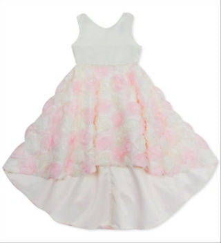 Vestido curto Soutache alto e baixo Rare Editions para meninas, tamanho 2T, branco