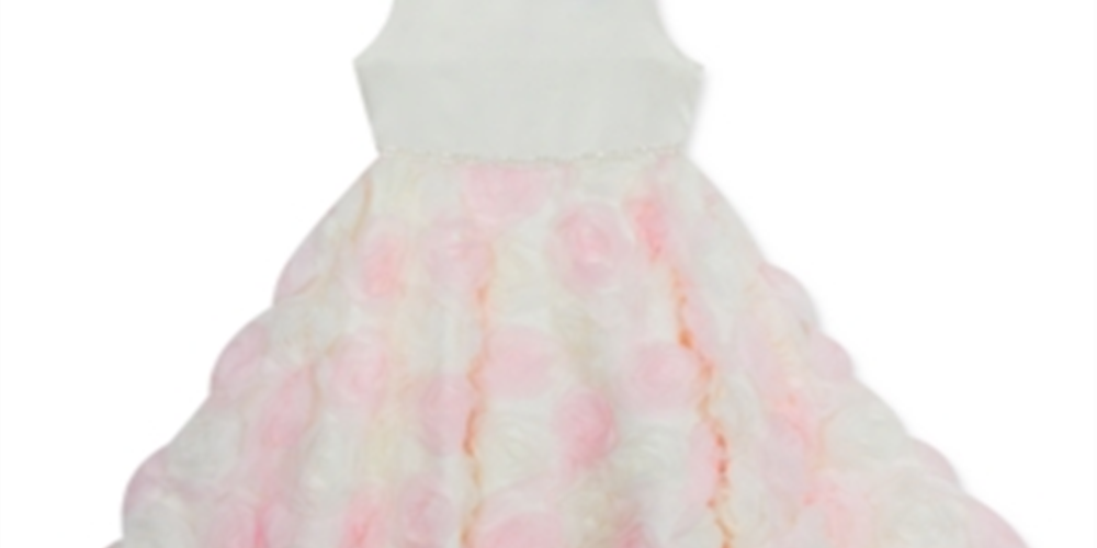 Vestido curto Soutache alto e baixo Rare Editions para meninas, tamanho 2T, branco