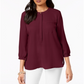 Blusa feminina plissada nas costas, tamanho pequeno, vermelha, da coleção JM