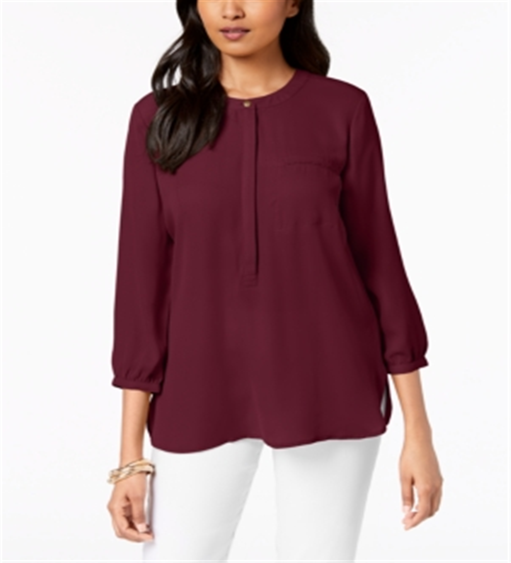 Blusa feminina plissada nas costas, tamanho pequeno, vermelha, da coleção JM