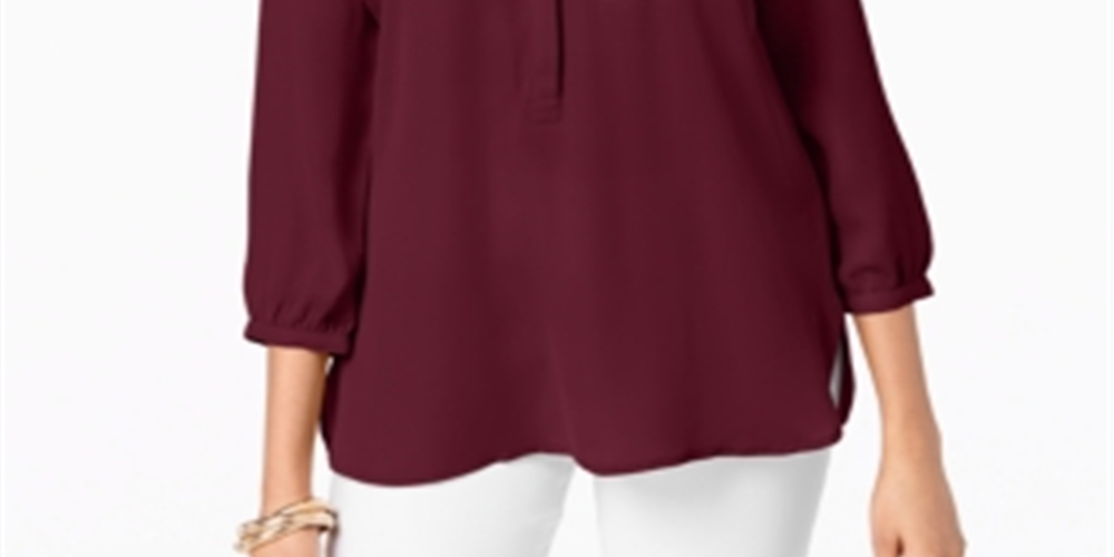 Blusa feminina plissada nas costas, tamanho pequeno, vermelha, da coleção JM