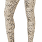 Calça legging feminina de malha modeladora INC International Concepts, comprimento total, pele de cobra, preta, bege, tamanho P