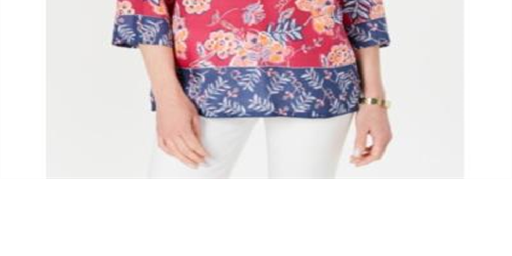 Túnica feminina com estampa floral dupla Charter Club, rosa, tamanho pequeno P