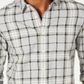 Camisa xadrez masculina American Rag com botões e gola baixa, cinza, tamanho médio