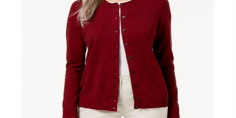 Karen Scott Cardigan Feminino com Botões Vermelho Tamanho XS