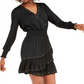 Vestido feminino com babados e tachas da INC International Concepts, preto, tamanho pequeno e pequeno