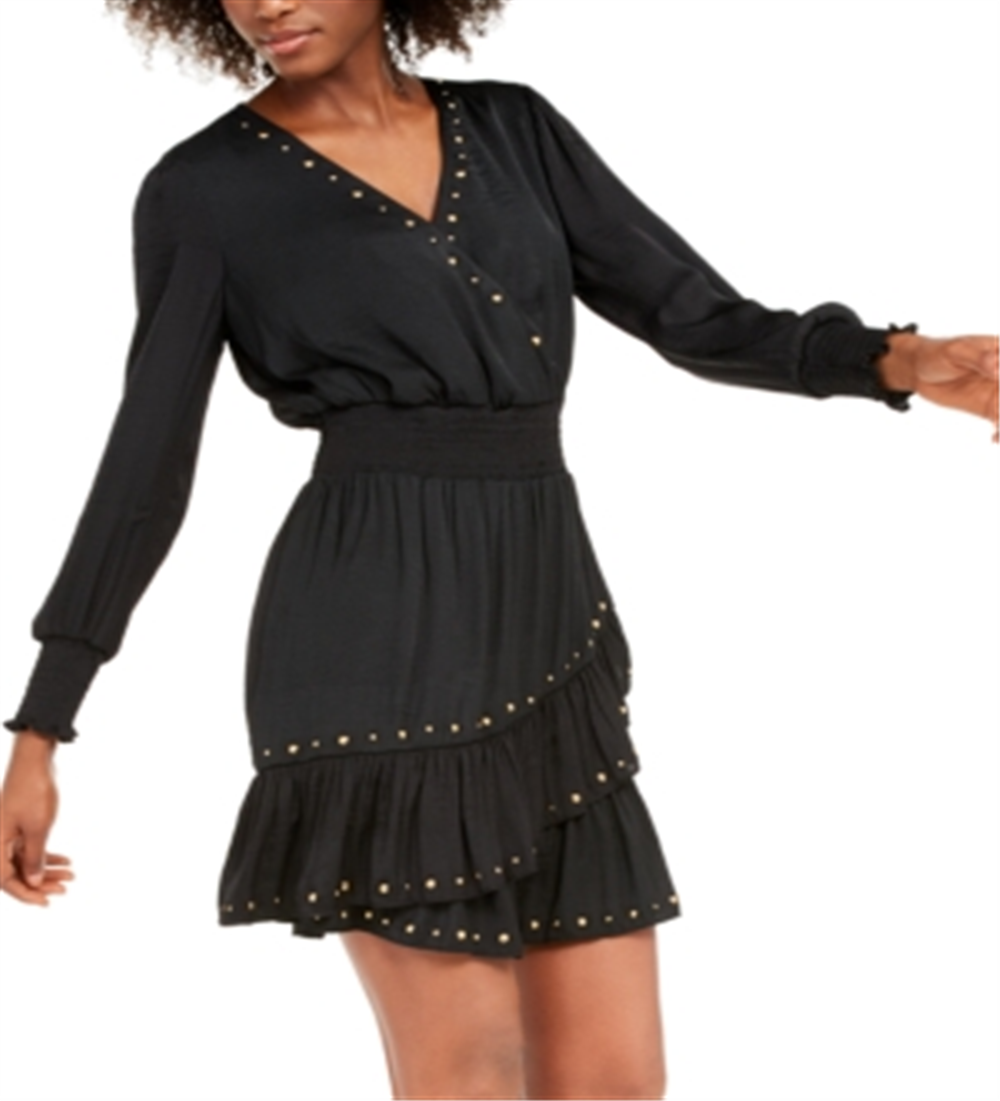 Vestido feminino com babados e tachas da INC International Concepts, preto, tamanho pequeno e pequeno
