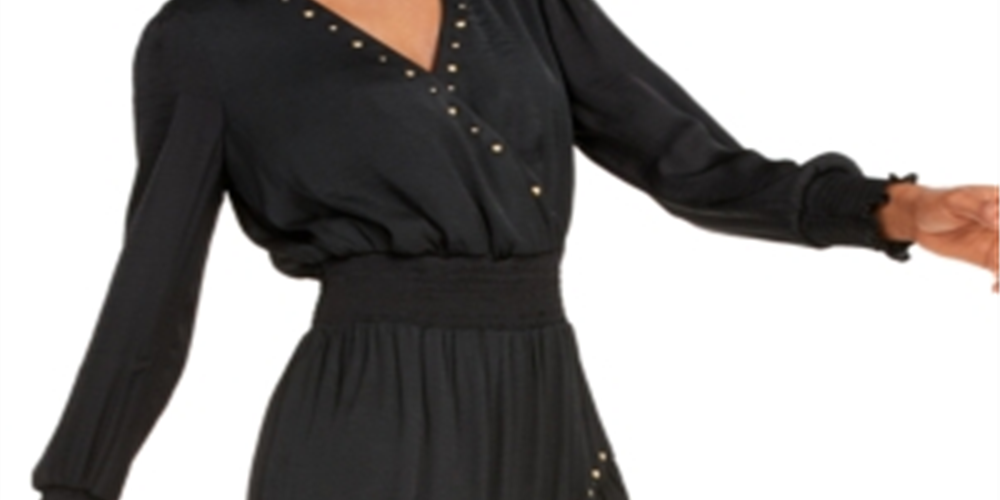 Vestido feminino com babados e tachas da INC International Concepts, preto, tamanho pequeno e pequeno