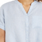 Camisa feminina Charter Club de linho com botões frontais e amarração, azul, tamanho XX-G