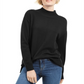 Karen Scott Suéter Feminino de Algodão com Detalhe de Costura e Gola Simulada, Preto, Tamanho X-S