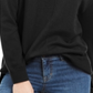 Karen Scott Suéter Feminino de Algodão com Detalhe de Costura e Gola Simulada, Preto, Tamanho X-S