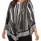 Blusa feminina Alfani Plus Size com estampa animal assimétrica, preta, tamanho 1X