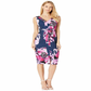 Vestido justo com estampa floral Trina Turk feminino, azul-marinho/roxo, tamanho 4