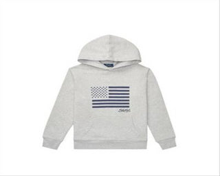 Ralph Lauren Big Boy's Moletom com capuz de algodão felpudo bordado cinza tamanho P