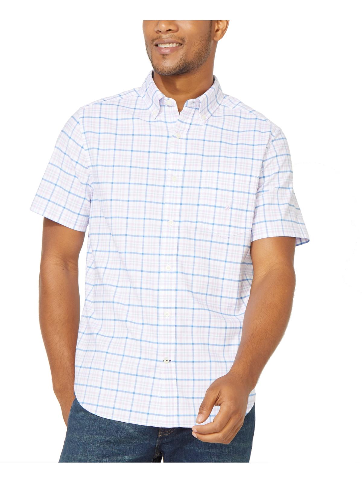 Camisa xadrez masculina Nautica Classic Fit com botões, azul, tamanho pequeno