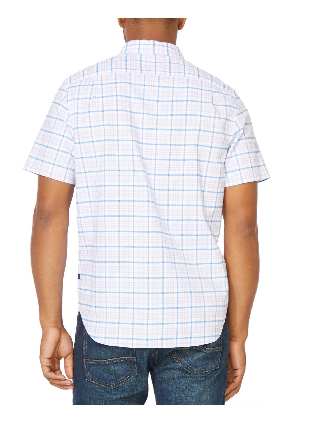 Camisa xadrez masculina Nautica Classic Fit com botões, azul, tamanho pequeno