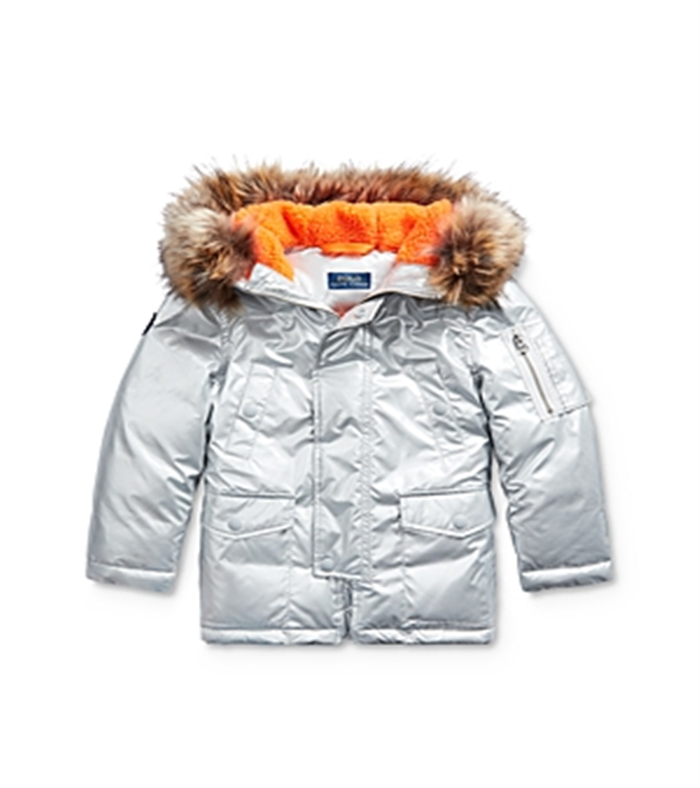 Jaqueta Parka Militar Ralph Lauren para Meninos, Prata, Tamanho 6