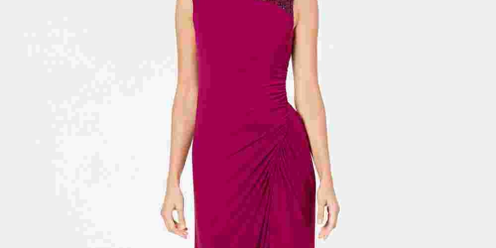 Vestido assimétrico feminino Adrianna Papell, rosa, tamanho 10