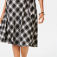 Vestido feminino xadrez com decote em V, preto, tamanho grande, Charter Club