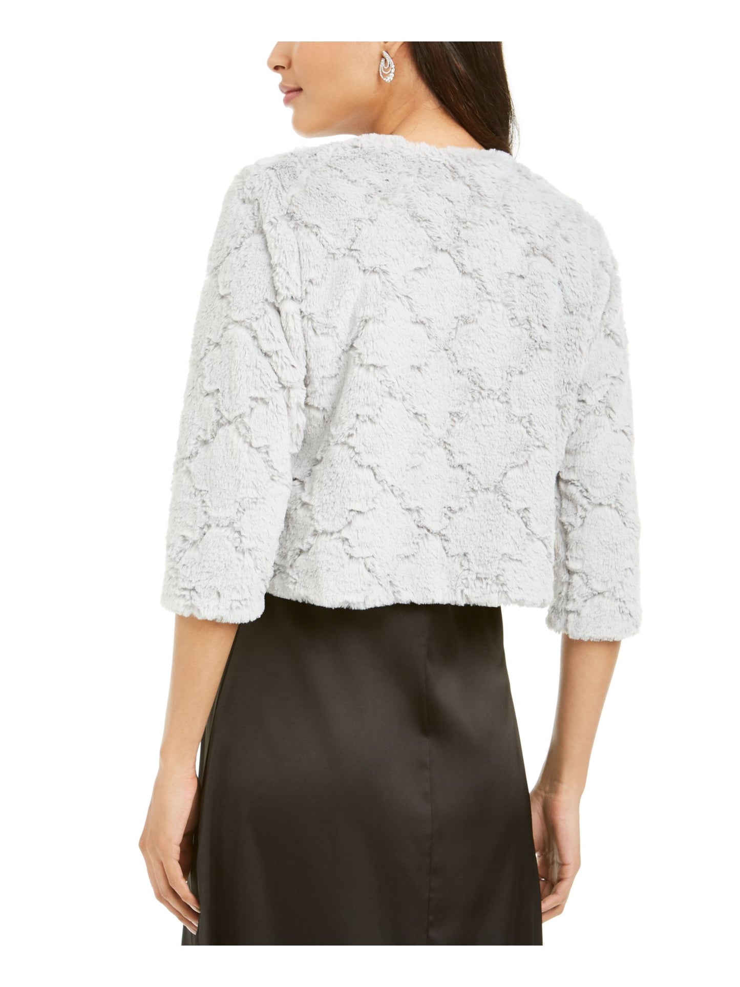 Jaqueta feminina Signature de pele sintética, cinza, tamanho pequeno, médio