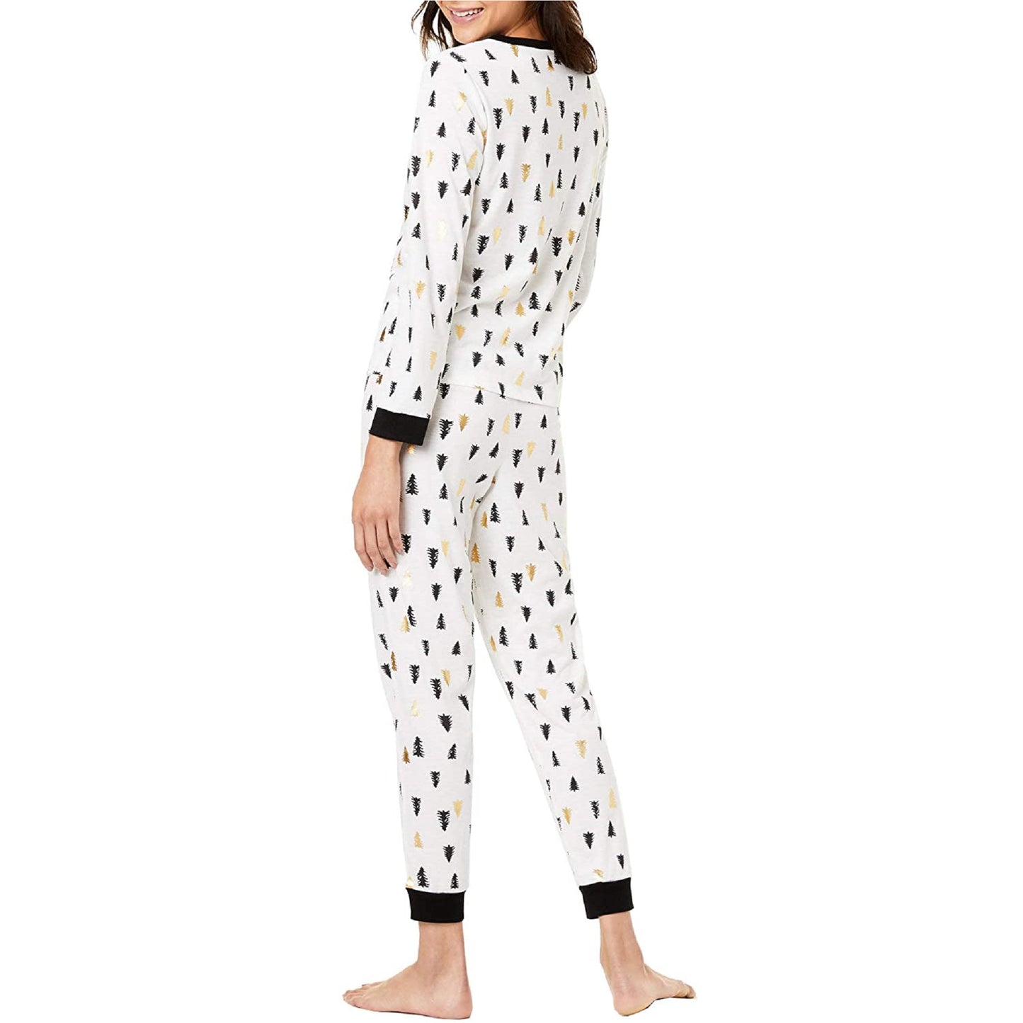 Conjunto de pijama infantil de Natal feminino e feminino, tamanho 10-12, branco