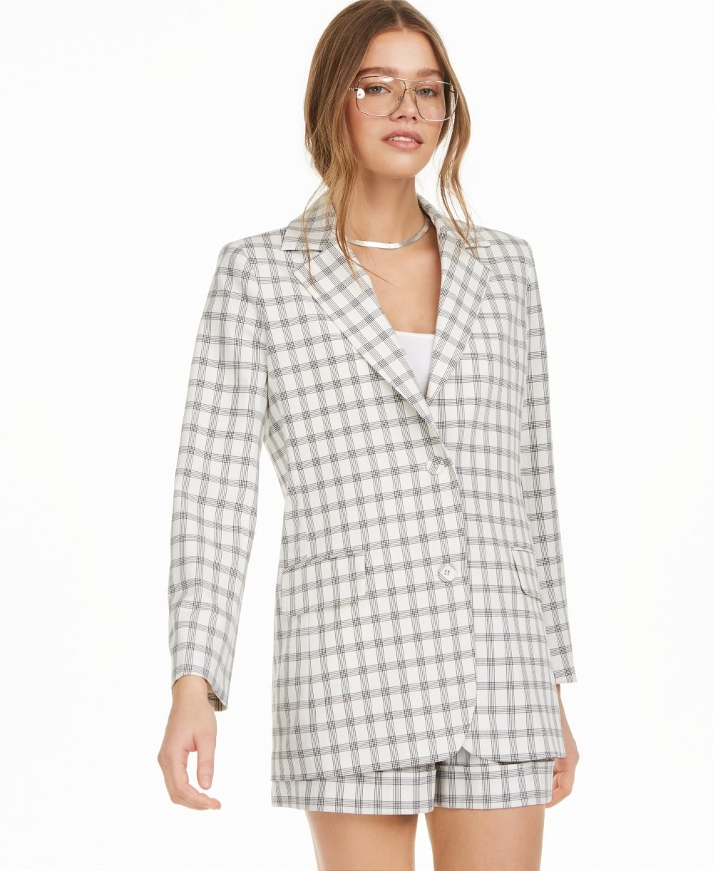 Blazer estruturado feminino Danielle Bernstein, branco, tamanho X-S