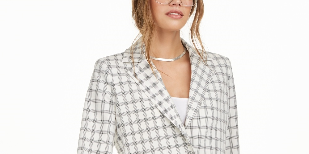 Blazer estruturado feminino Danielle Bernstein, branco, tamanho X-S