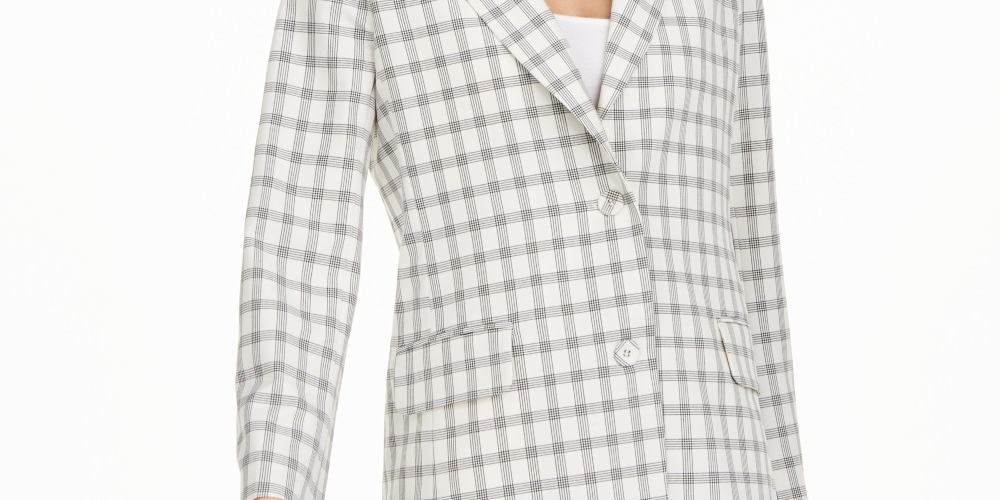 Blazer estruturado feminino Danielle Bernstein, branco, tamanho X-S