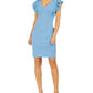 Vestido feminino NY Collection com mangas franzidas, azul, tamanho pequeno grande
