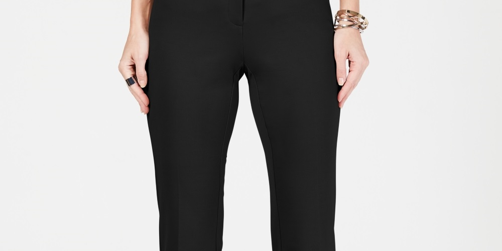 Calça Alfani Feminina com Cós Elástico e Botões Pretos Tamanho 12 Petite