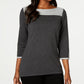 Karen Scott Suéter Feminino de Algodão Colorblock Tamanho Grande Carvão