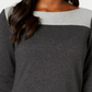 Karen Scott Suéter Feminino de Algodão Colorblock Tamanho Grande Carvão
