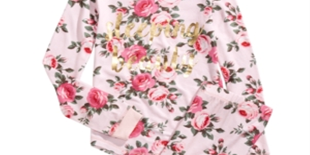 Conjunto de pijama com estampa floral da Bela Adormecida, 2 peças, Max &amp; Olivia, Little &amp; Big Girl, rosa, tamanho M