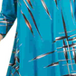 Blusa feminina Alfani com estampa azul-petróleo e manga 3/4, gola joia, tamanho marinho, pequena e pequena