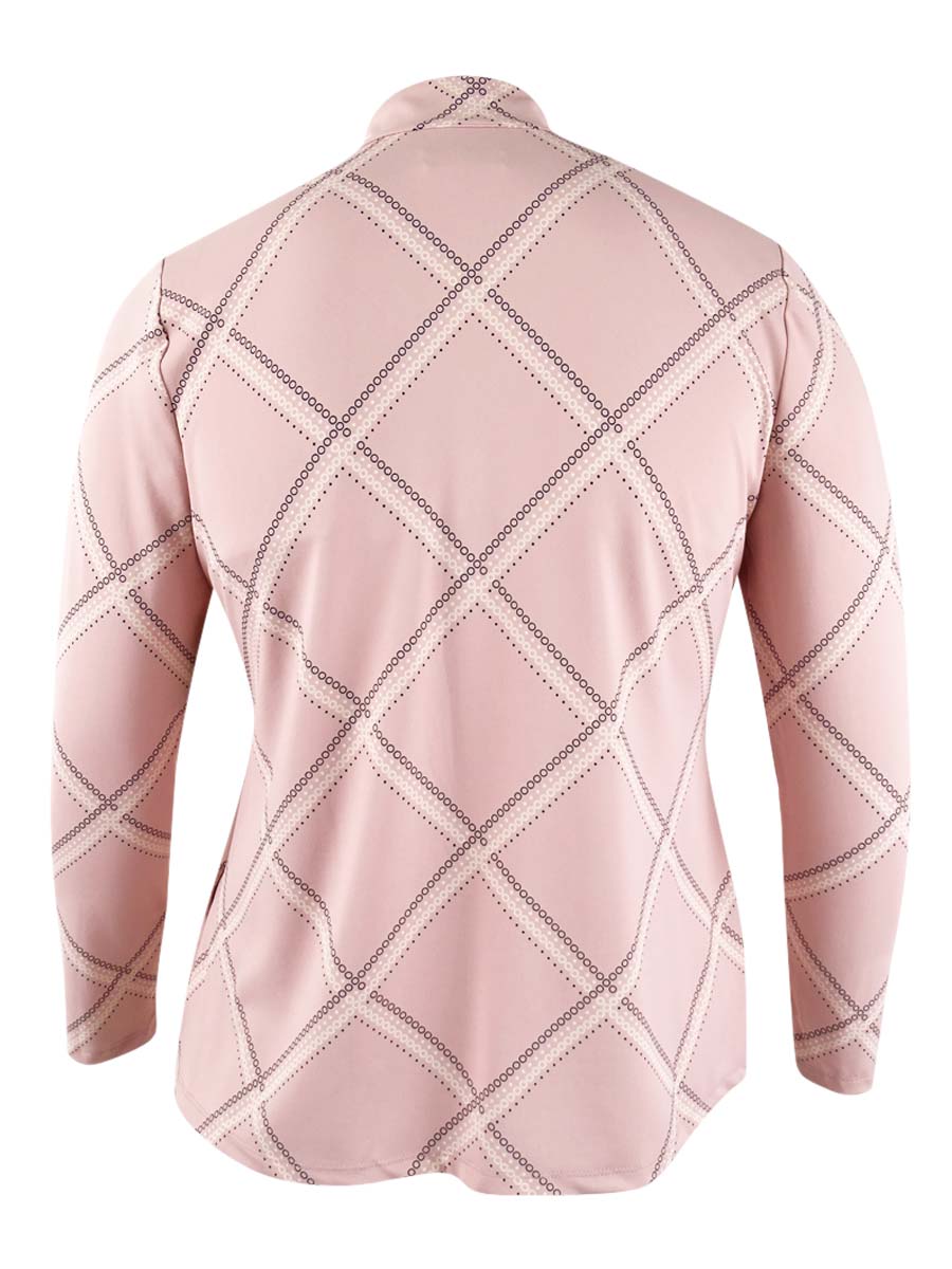 Top feminino estampado com decote falso, tamanho pequeno, rosa, tamanho extragrande, Charter Club