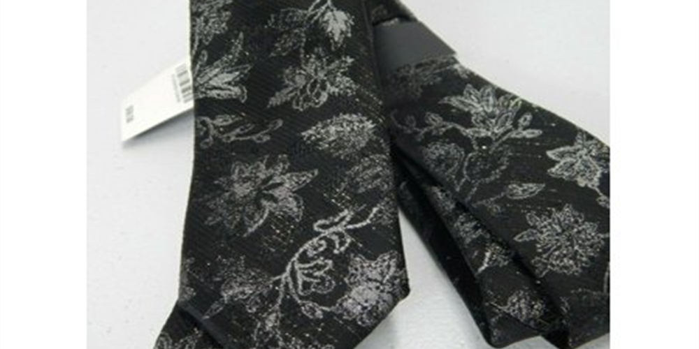 Gravata fina floral masculina INC International Concepts preta tamanho regular
