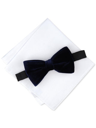 Gravata borboleta masculina Alfani de veludo/cetim, 2 peças, azul, tamanho regular