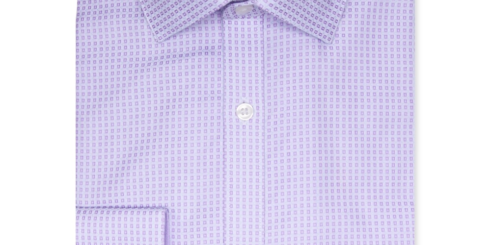 Camisa social masculina Ryan Seacrest estampada slim fit de algodão macio, roxa, tamanho 17,5 x 32-33