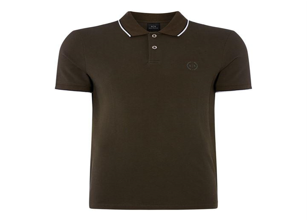Camisa polo masculina Armani Exchange em piquê com ponta marrom, tamanho médio