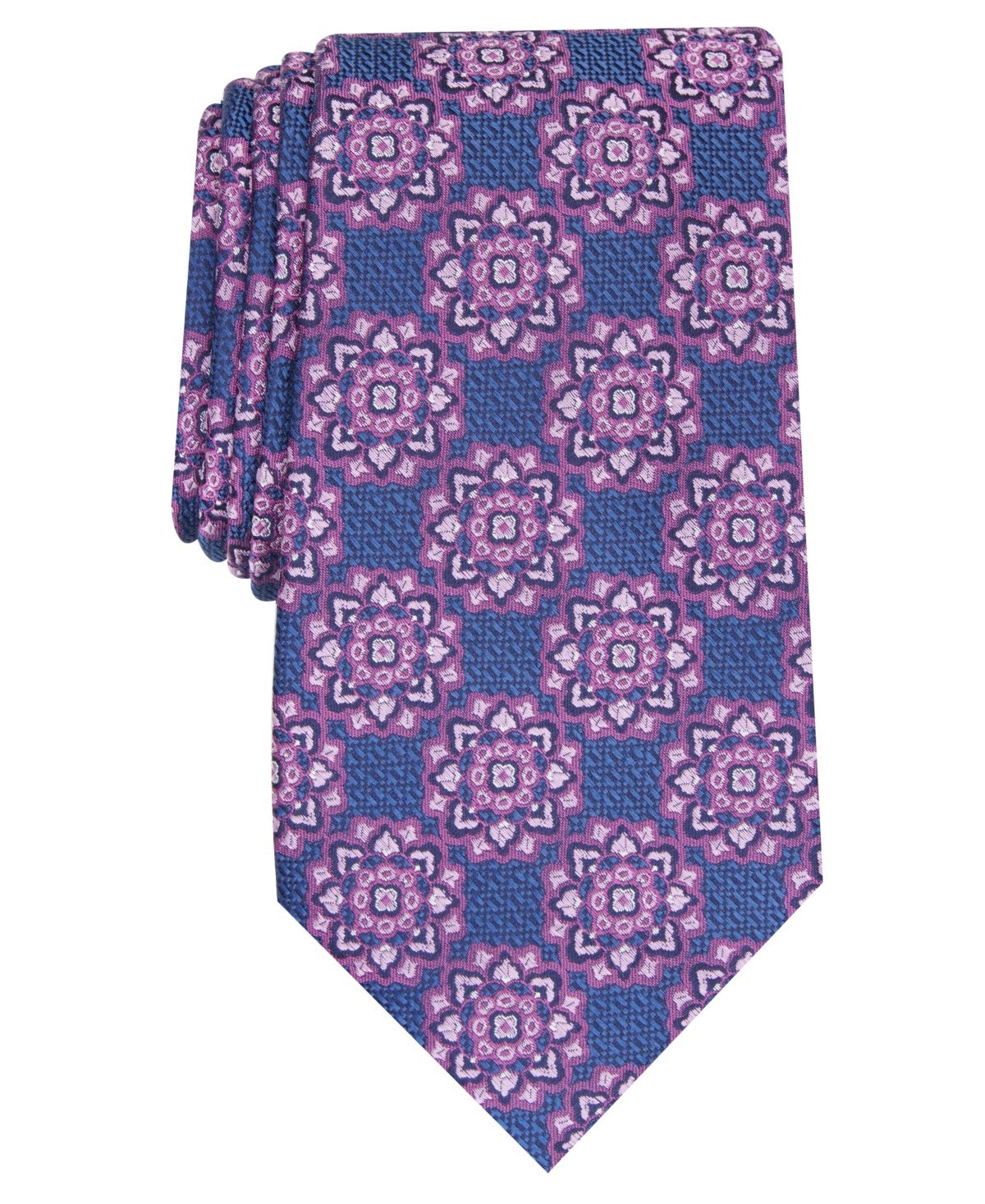 Gravata de seda medalhão masculina Tasso Elba rosa tamanho regular