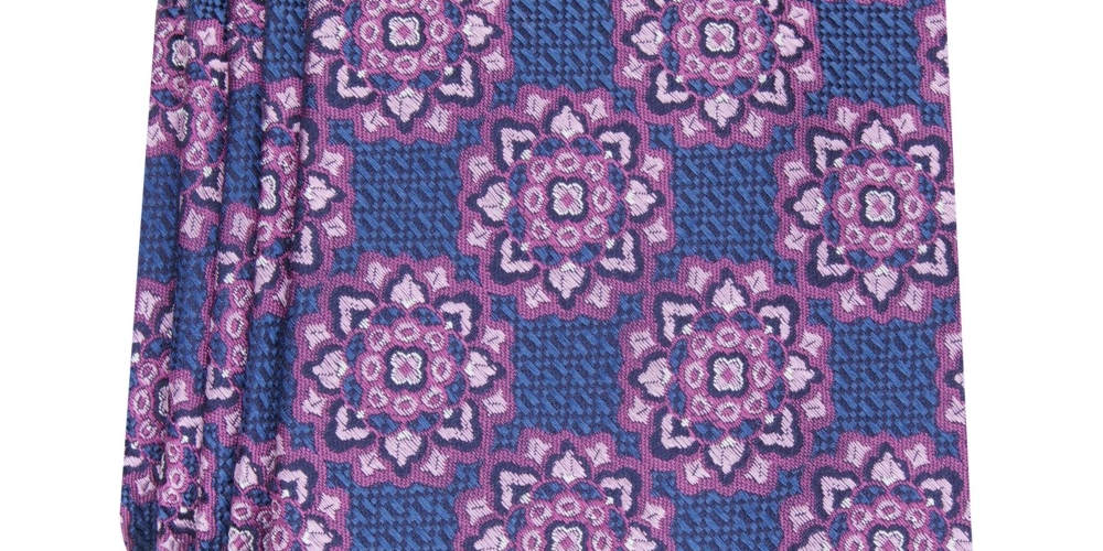 Gravata de seda medalhão masculina Tasso Elba rosa tamanho regular