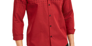 Camisa Alfani Masculina Classic Fit Ombre Buffalo Check Vermelha Tamanho XXX-G