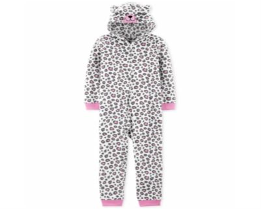 Pijama Carter's Little &amp; Big Girl's 1 peça estampa de leopardo branco/rosa tamanho 5