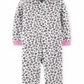 Pijama Carter's Little &amp; Big Girl's 1 peça estampa de leopardo branco/rosa tamanho 5
